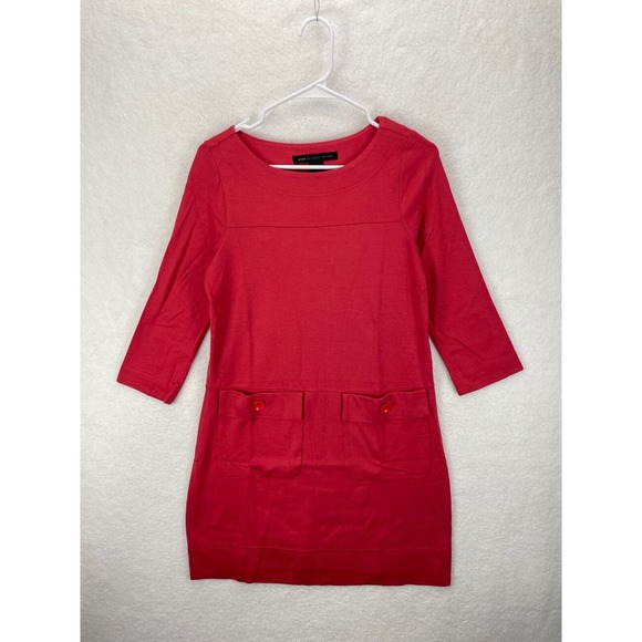 Marc by Marc Jacobs Shift Dress Women’s Size S Red Front Pockets Snap Detail - Picture 2 of 7